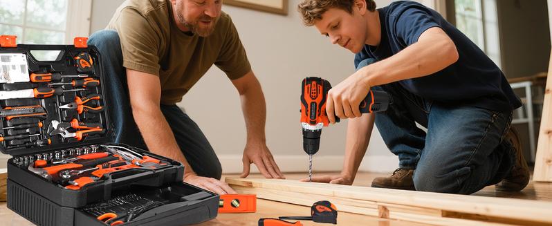 255-Piece Tool Set - Tool Kit with 12V Cordless Drill Driver, Toolbox Storage Case with Drawer, General Household Drill Set for DIY Projects, Home Repairs, Handyman 255-Piece Tool Set - Tool Kit with 12V Cordless Drill Driver, Toolbox Storage Case with Drawer, General Household Drill Set for DIY Projects, Home Repairs, Handyman