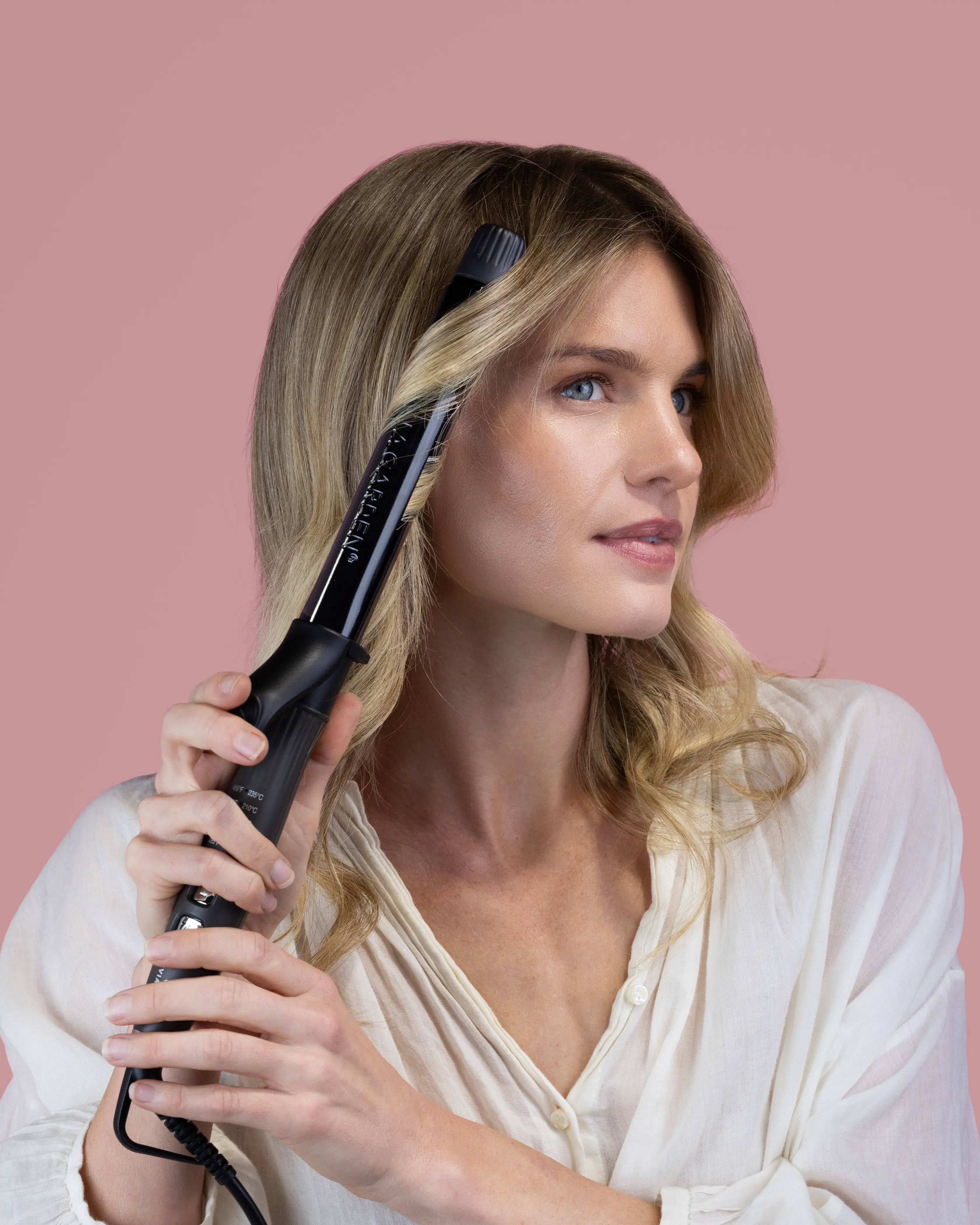 Olivia Garden Titanium + Ion Professional Curling Iron + FREE Hair Brush | Long Lasting Curls | Salon Curling Wand