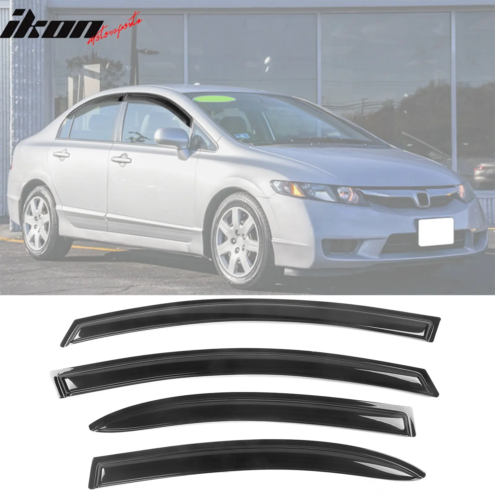 Fits Honda Civic Sedan 4-Door 2006-2011 Acrylic Window Visor 4PC Rain Guard