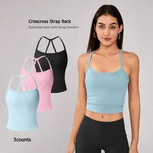 TimeOFF Women's Strappy Crop Top with Stretchy, Form-Fitting Design – Ideal for Yoga, Workouts & Casual Active Lifestyles backless activewear stylish