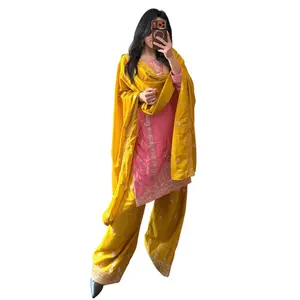 The Kurta Suit (3 piece) Pink & Mustard Salwar Kameez