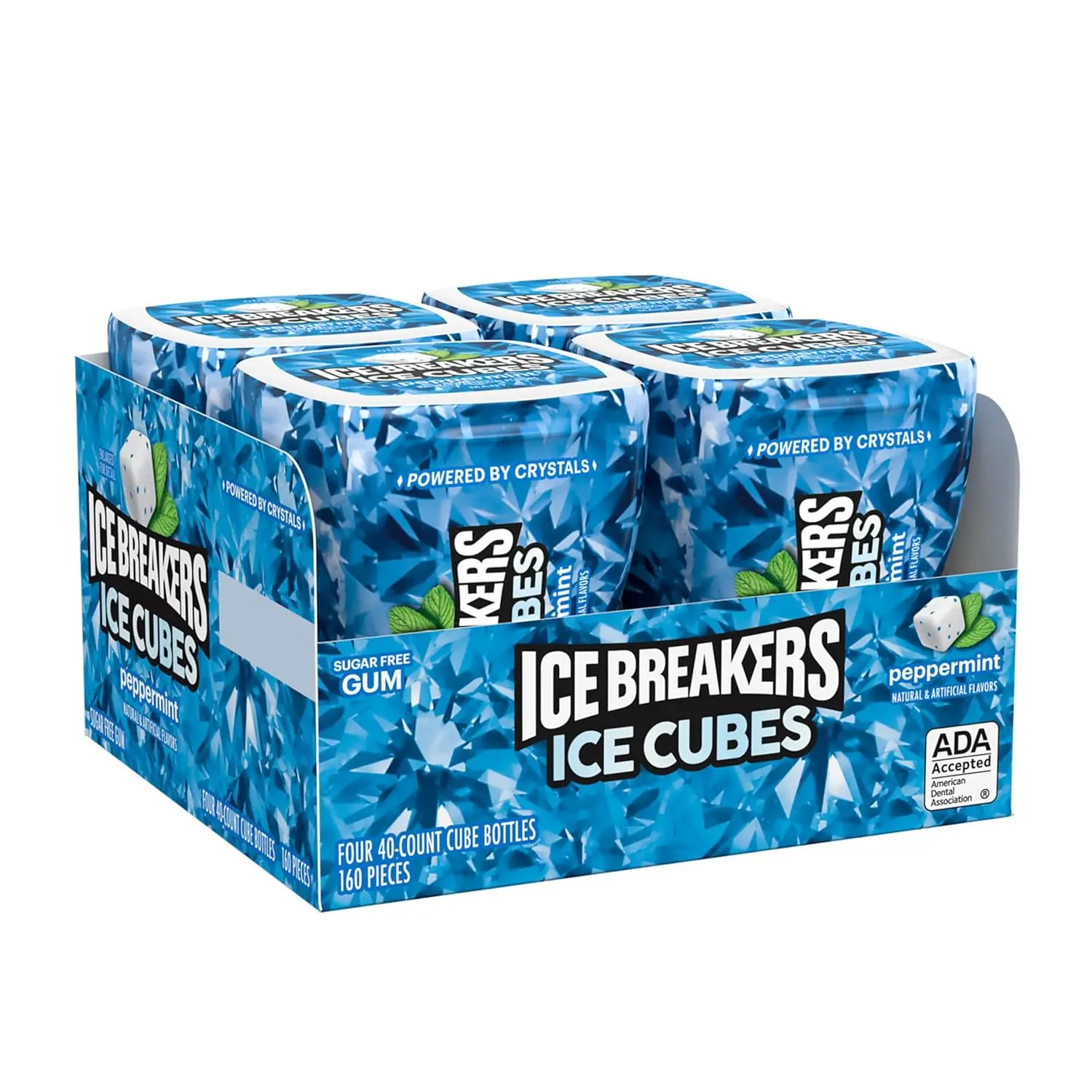 Ice Breakers Ice Cubes Sugar Free Candy Snack Set - 4 Bottles, 40 Pieces Per Bottle, 160 Total Pieces