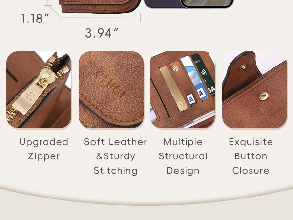 [Valentine's Day Gift Selection] CLUCI HolidayHaul Women and Men Wallet Leather RFID Blocking Designer Trifold Card Holder Ladies Clutch with ID Window RFID Credit Cute Gift for Men