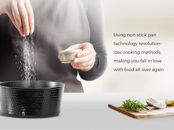 Kitchen Academy Induction Cookware Sets - 12/15 Pcs Black Hammered Cooking Pans Set with Healthy Granite Nonstick Material Kitchen Academy Induction Cookware Sets - 12/15 Pcs Black Hammered Cooking Pans Set with Healthy Granite Nonstick Material