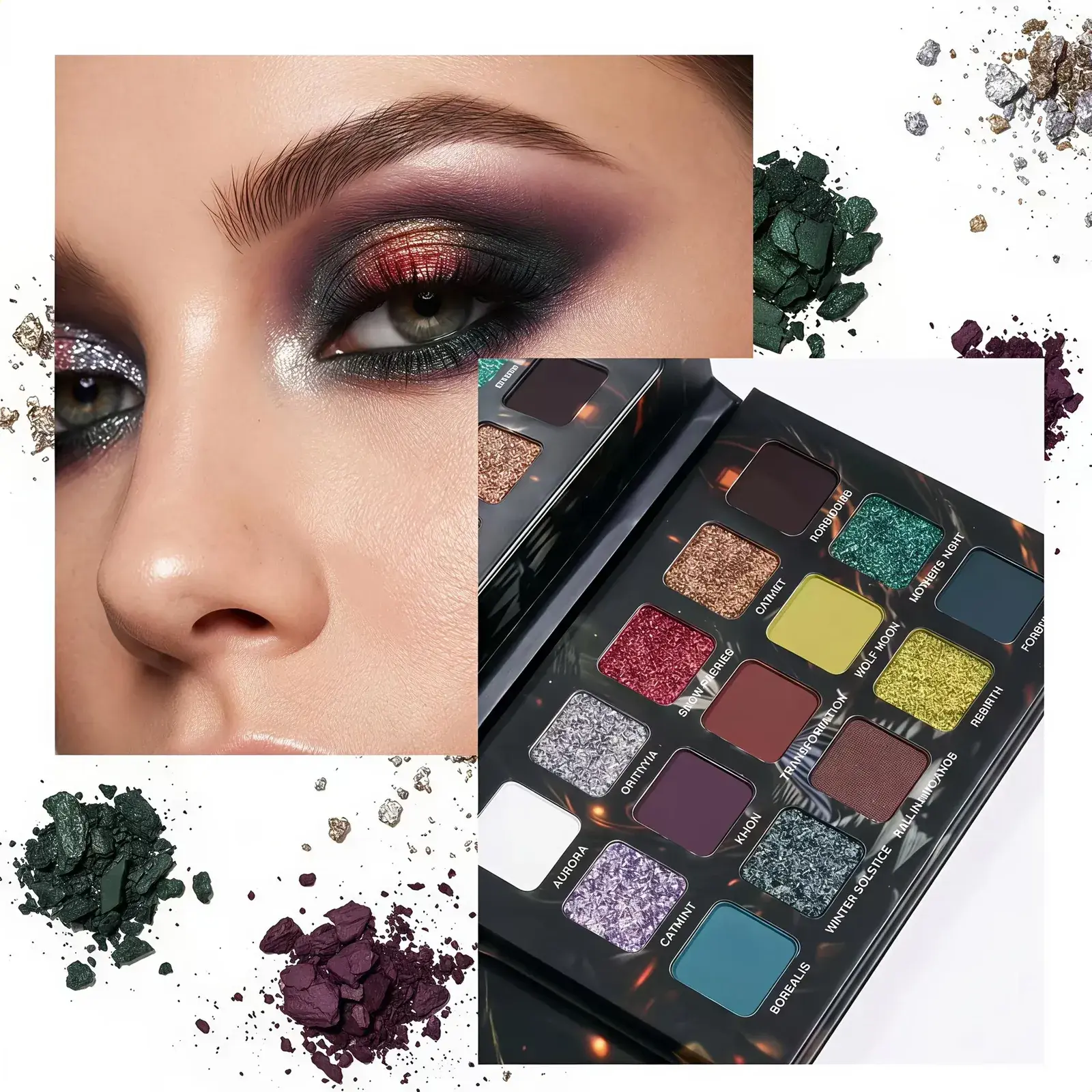 HERORANGE 15-Color Anime Eyeshadow Palette | Shimmer, Matte & Highlighter 3-in-1!  Vibrant Cosplay & Smoky Looks. No Fallout, Built-in Mirror. The Ultimate Festival Makeup & Holiday Gift for Teens! korean eye shadow 。 Cosmetic