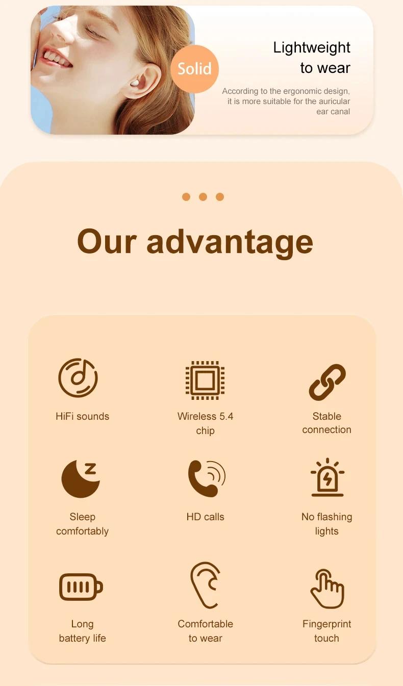 Mini Invisible Headphones Bluetooth 5.4 True Wireless In-Ear Earphones sport Audio Earbud  bluetooth wireless headphones noise cancelling headphones gamingheadset mini audi fono s