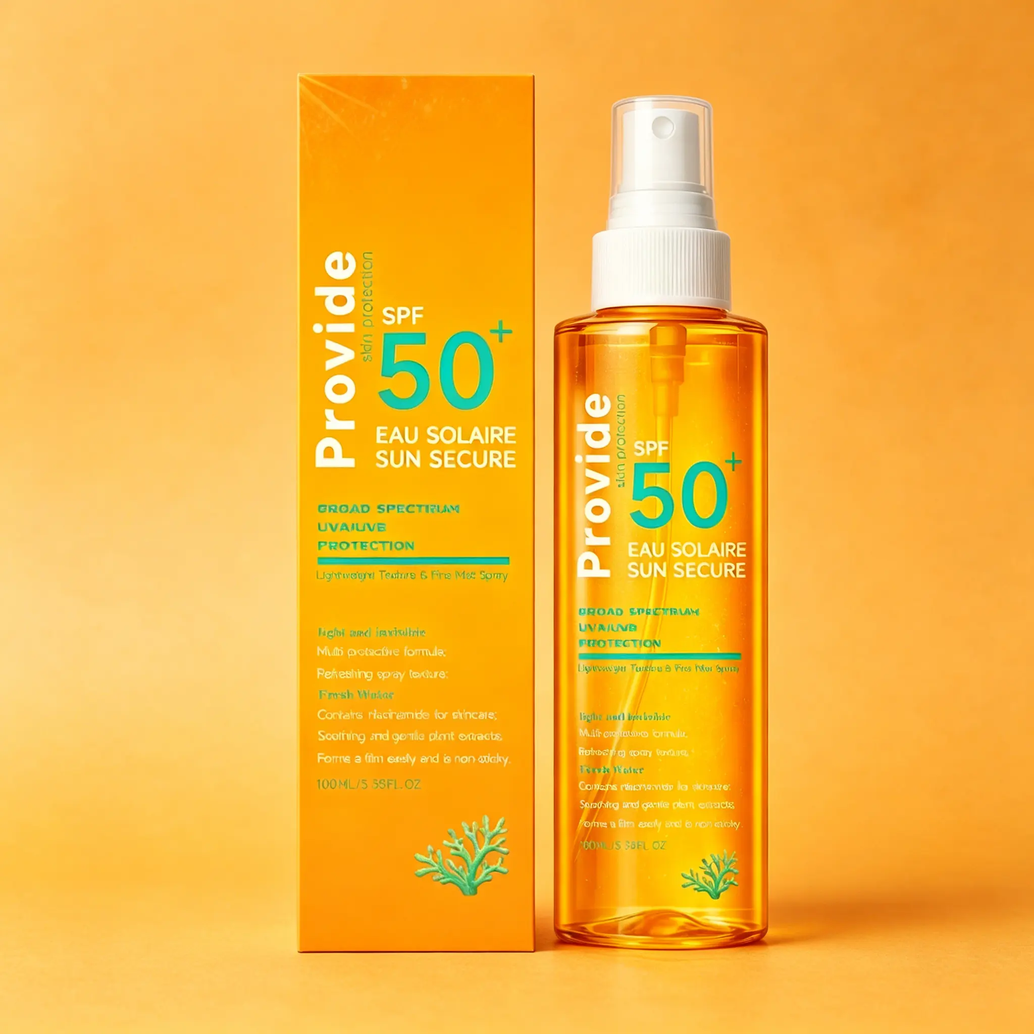 Facial Sunscreen Spray SPF50, Lightweight & Soothing Mist for Face & Body, Invisible Finish for Sensitive Skin - 100ml, Gentle