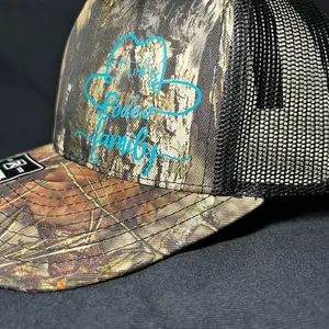 Camo and Teal Rodeo Family Hat with Mesh Back and Adjustable Fit for Outdoor Enthusiasts