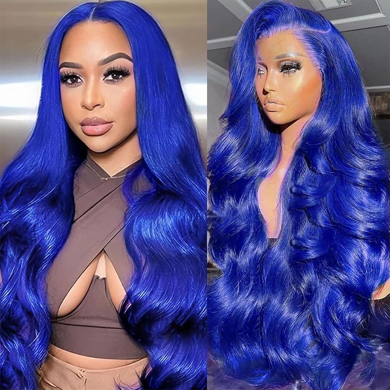 13x6 Blue Lace Frontal Wigs 200% Density HD Glueless Body Wave Human Hair Wigs Colored Wigs 613 Blonde Ginger Pink Red 40inch Long Wigs