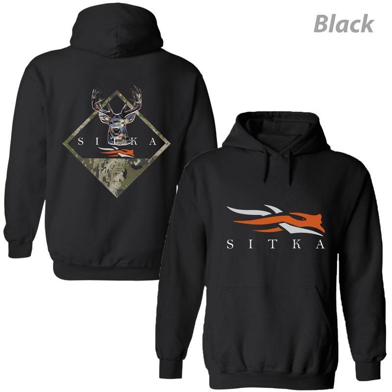Sitka Deer Camo Hunting Hoodie, Buck Antler Outdoor Hoodie for Country Boys, Unisex Pullover for Hunters, USA-Made & Printed Apparel