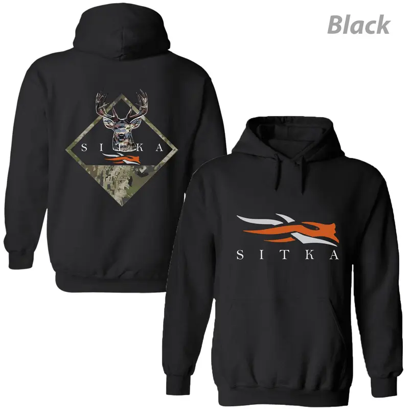 Sitka Deer Camo Hunting Hoodie, Buck Antler Outdoor Hoodie for Country Boys, Unisex Pullover for Hunters, USA-Made & Printed Apparel