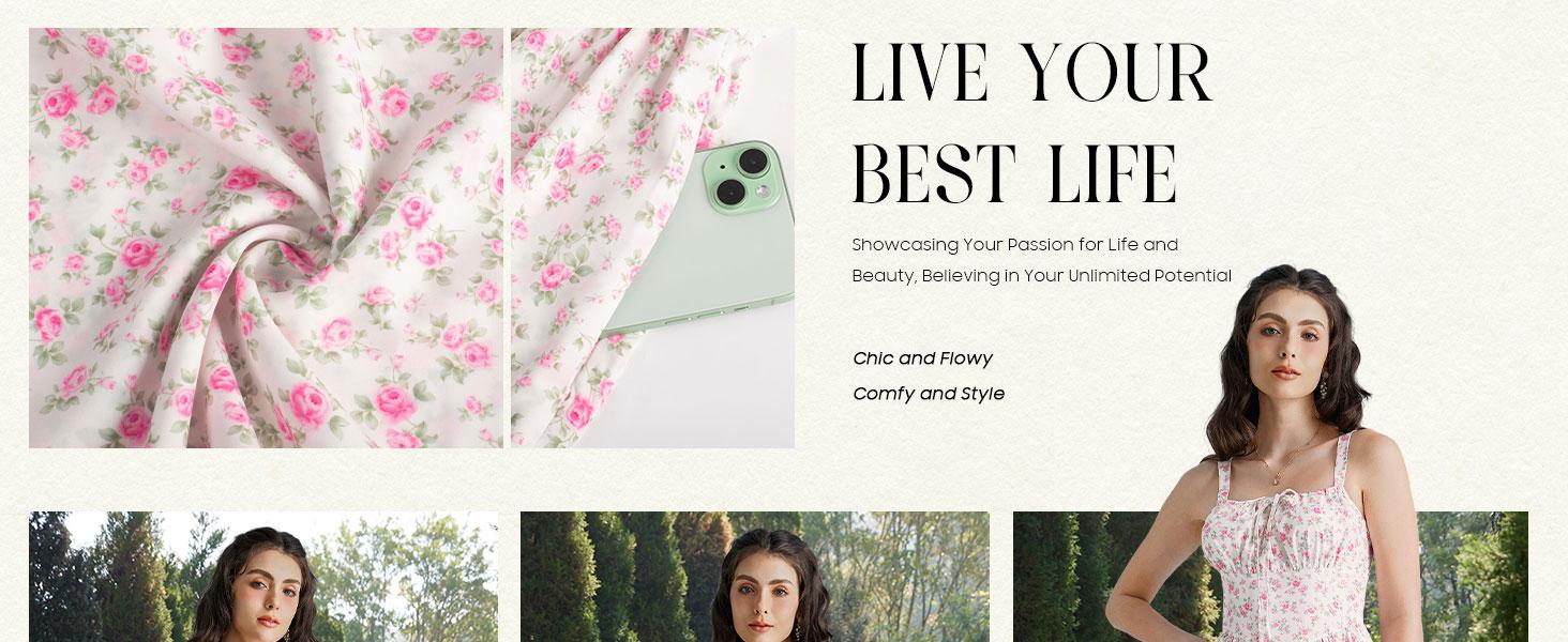 Floral Mini Corset Dress for Women Teen 2026 Summer Spring Flowy A-Line Sundress with Pockets SpringStatements