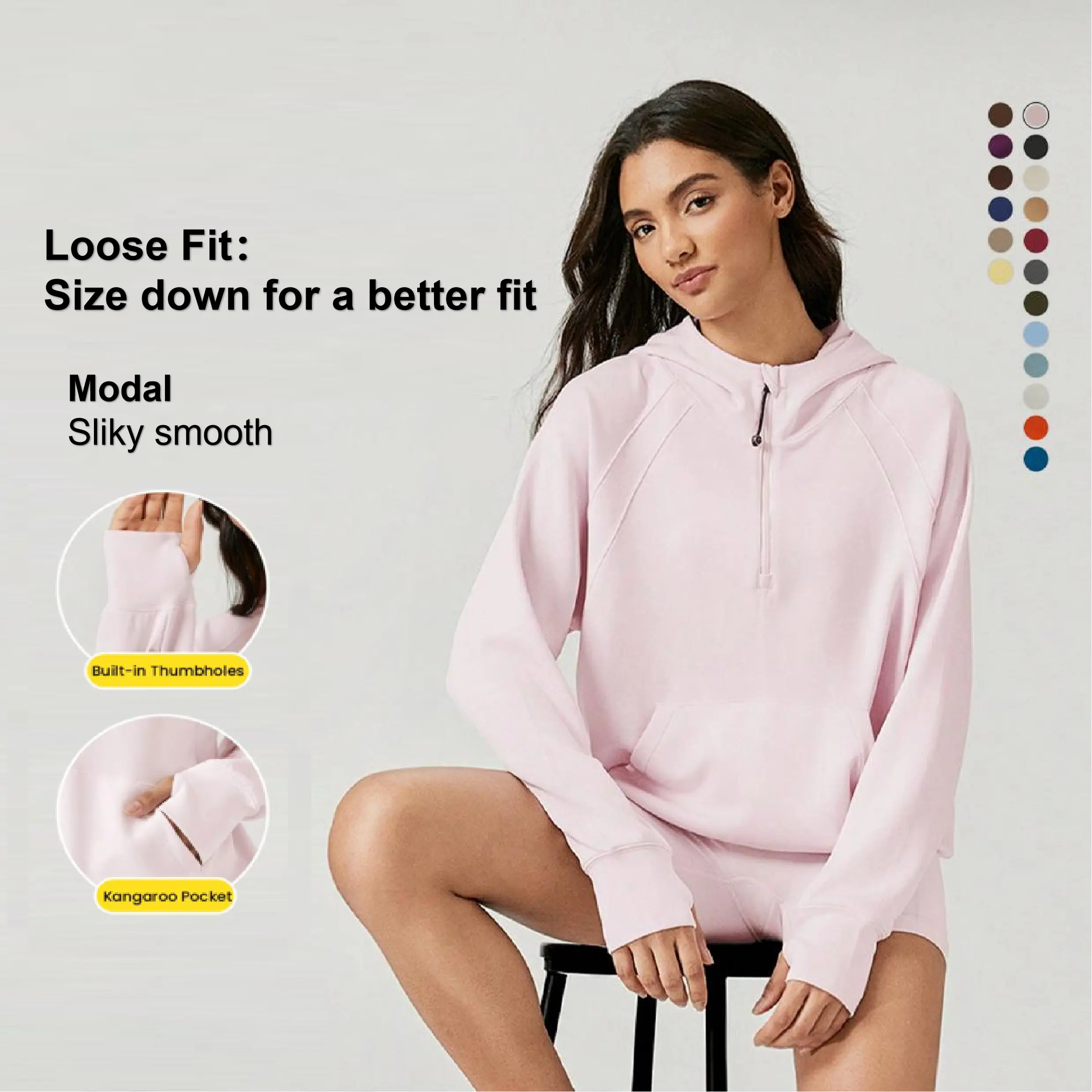 GLOWMODE Modal Silk Touch Half-Zip Hoodie Fall