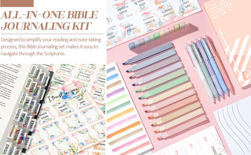 Floe Bible Cover for Women, Large Bible Bag with Shoulder Strap, Book Carrying Case, 12 Highlighters, 5 Gel Pens, 75 Tabs, Bible Study Journaling Kit, Christian Valentine Gifts for Women