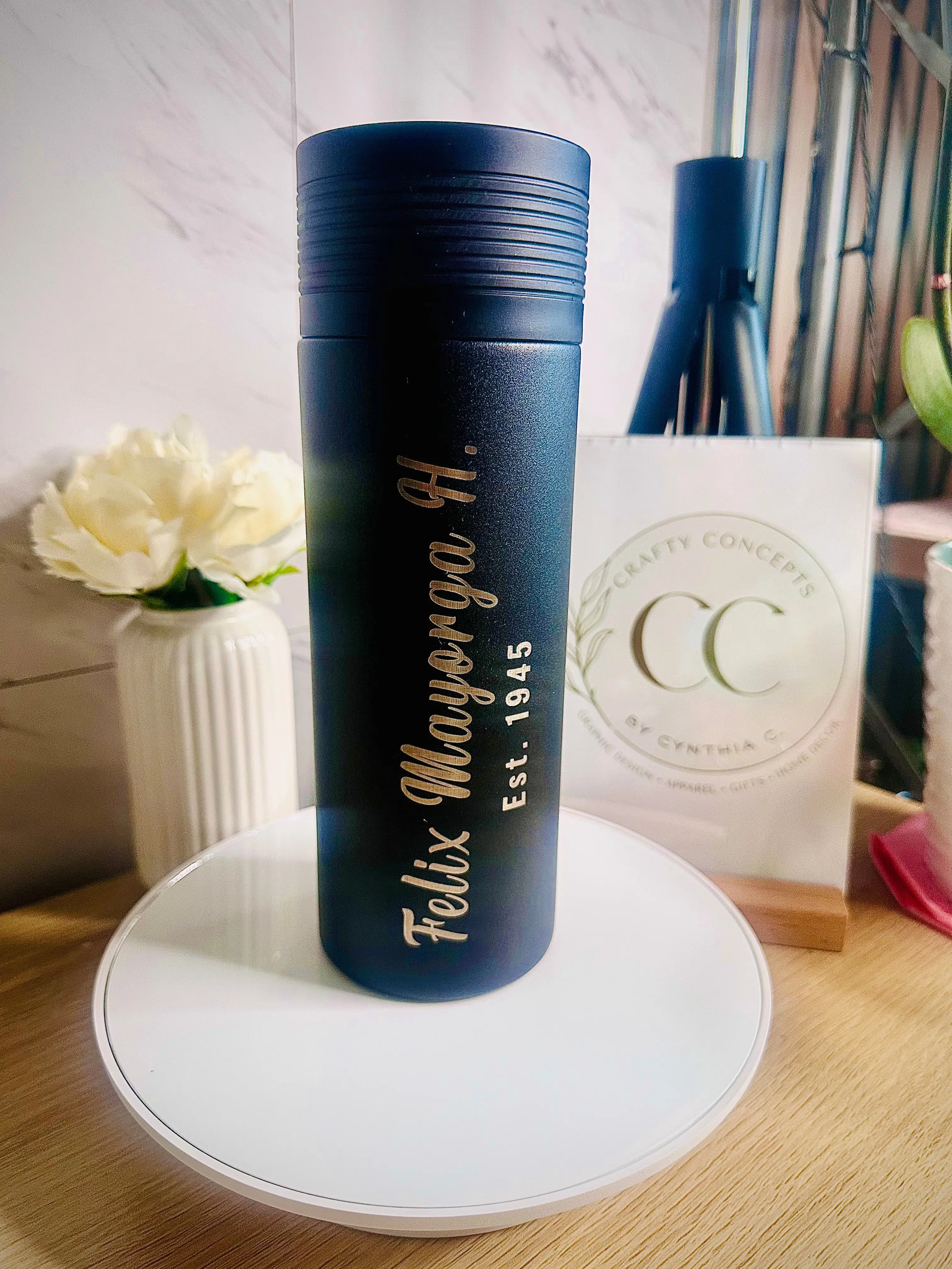 Personalized Laser-Engraved Insulated Water Bottle | Custom Name & Date Flask | 30 oz & 40 oz