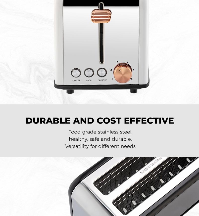 Pukomc Toaster 4 Slice with Wide Slots for Bagels, Waffles & Toast, 6 Browning Levels, Stainless Steel, WT-8500 Black (1500W) Breakfast Sandwich Maker Toastie Machine Kitchen Appliances