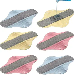 Eco-Friendly 6-Piece Reusable Menstrual Pads Set Leak-Proof Waterproof Washable Pure Cotton Underwear Cloth Liners for Women