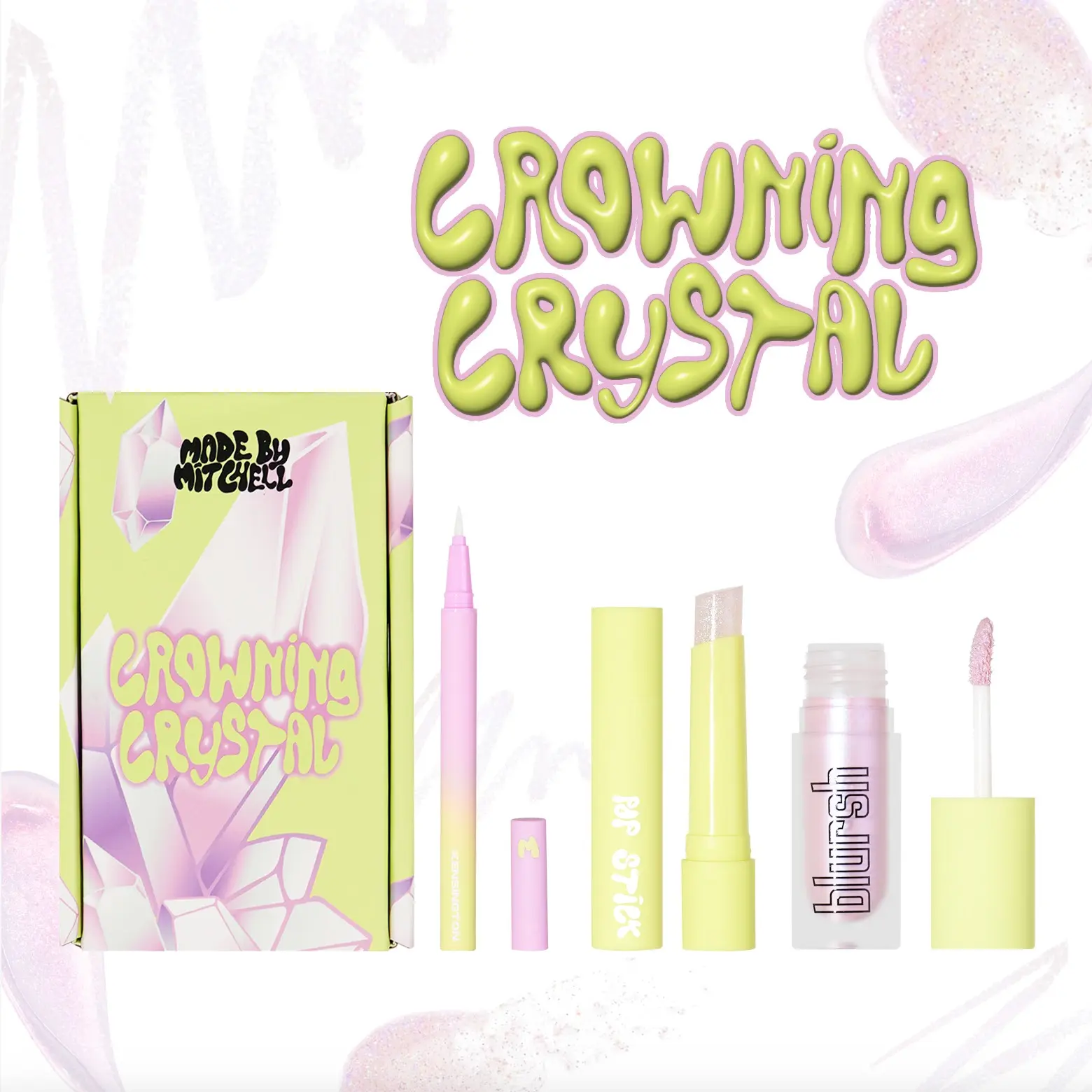 Drippin' in Crystals Crowning Crystal, Made by Mitchell Makeup Bundle, Cosmetic Makeup Glow Set Kit, Beauty Sets, Perfect Gift for Her, Unique Jewelry Accessory