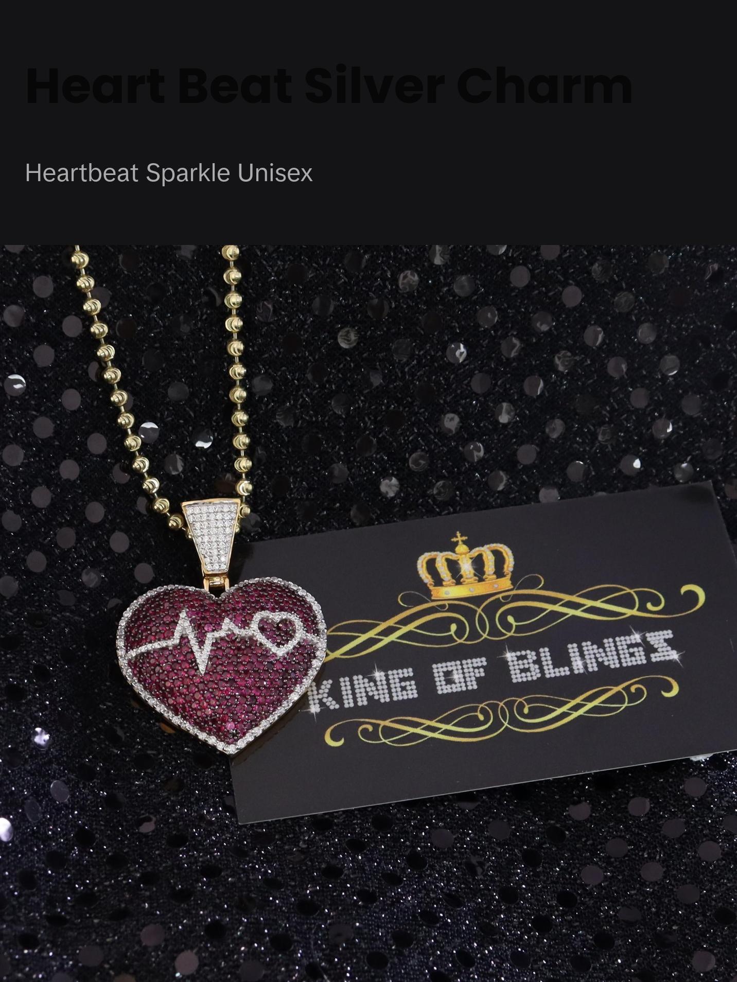 King Of Bling's Black Stone 925 Yellow Sterling Silver HEART BEAT Pendant with11.74ct Cubic Zirconia King Of Bling's Black Stone 925 Yellow Sterling Silver HEART BEAT Pendant with11.74ct Cubic Zirconia