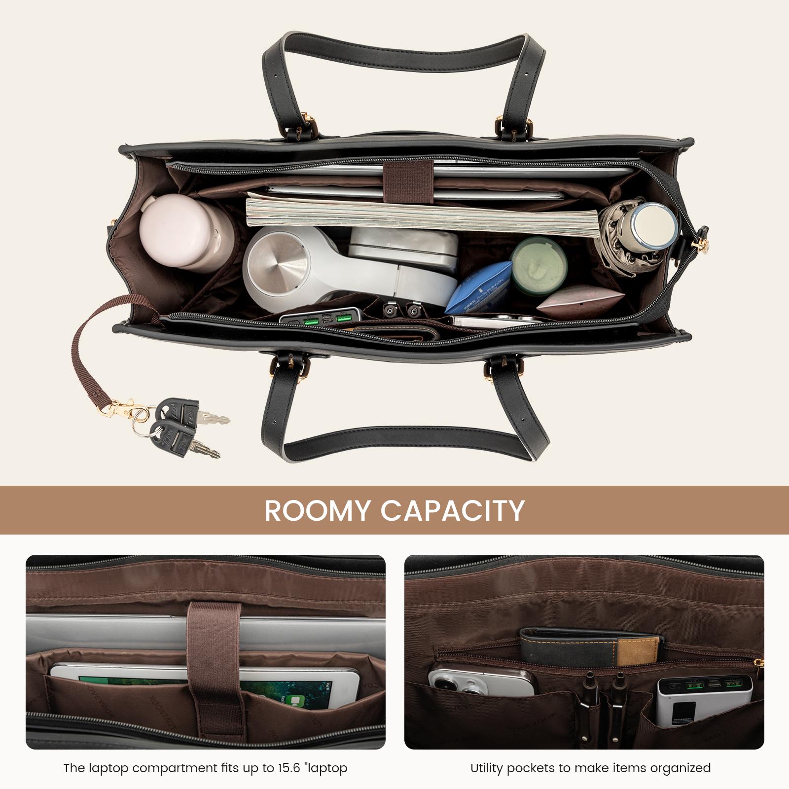 LOVEVOOK Laptop Tote Bag with Clutch Purse, Canvas Computer Bag Office Briefcase, Casual Handbag for Travel, Crossbody for College, Teacher, School SpringStatements