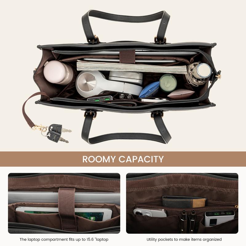 【Valentine's Day Gift】LOVEVOOK Laptop Tote Bag with Clutch Purse, Canvas Computer Bag Office Briefcase, Casual Handbag for Travel, Crossbody for College, Teacher, School TikTokShopJumpstartSale