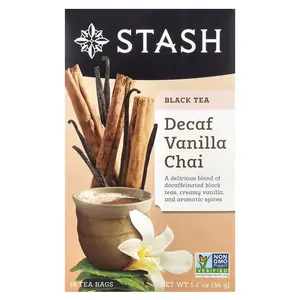 Stash Tea Black Tea, Decaf Vanilla Chai, 18 Tea Bags, 1.2 oz (36 g)