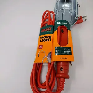 ElectriX Hang Work Lamp with 12ft 3.65m Extension Cord and Hanging Hook for Convenient Lighting EC1812WL