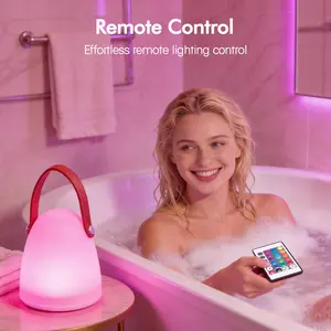 Waterproof Shower Lamp, Rechargeable Bathroom Lamp with 16 Color Changeable, LED Table Lamp with Touch&Remote Control, Cordless Light for Indoor/Outdoor, Hanging Light for Inside Shower Patio Camping