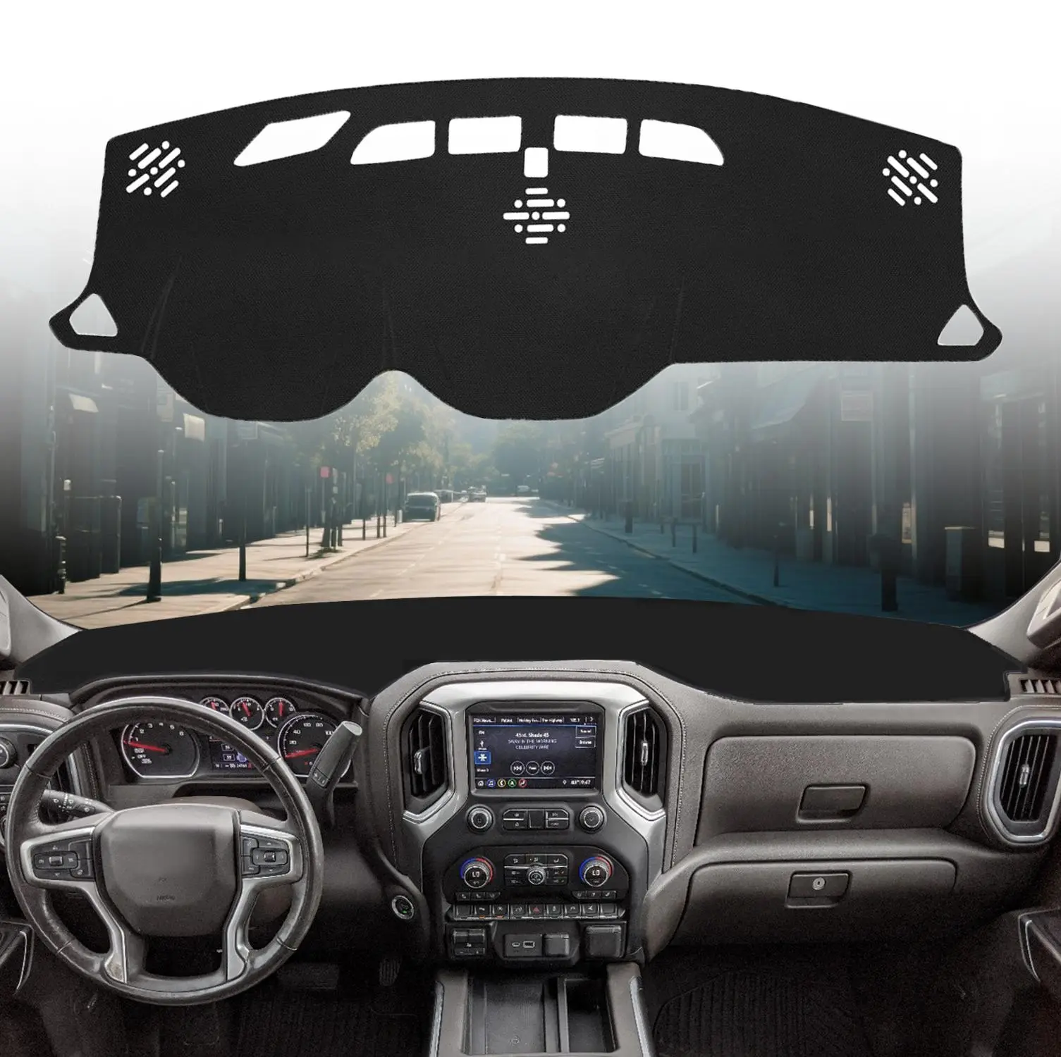 Dash Cover for Chevrolet Traverse 2018-2023, Dashboard Mat Cover Sunshade Nonslip Mesh Protector No Glare UV Rays Protector