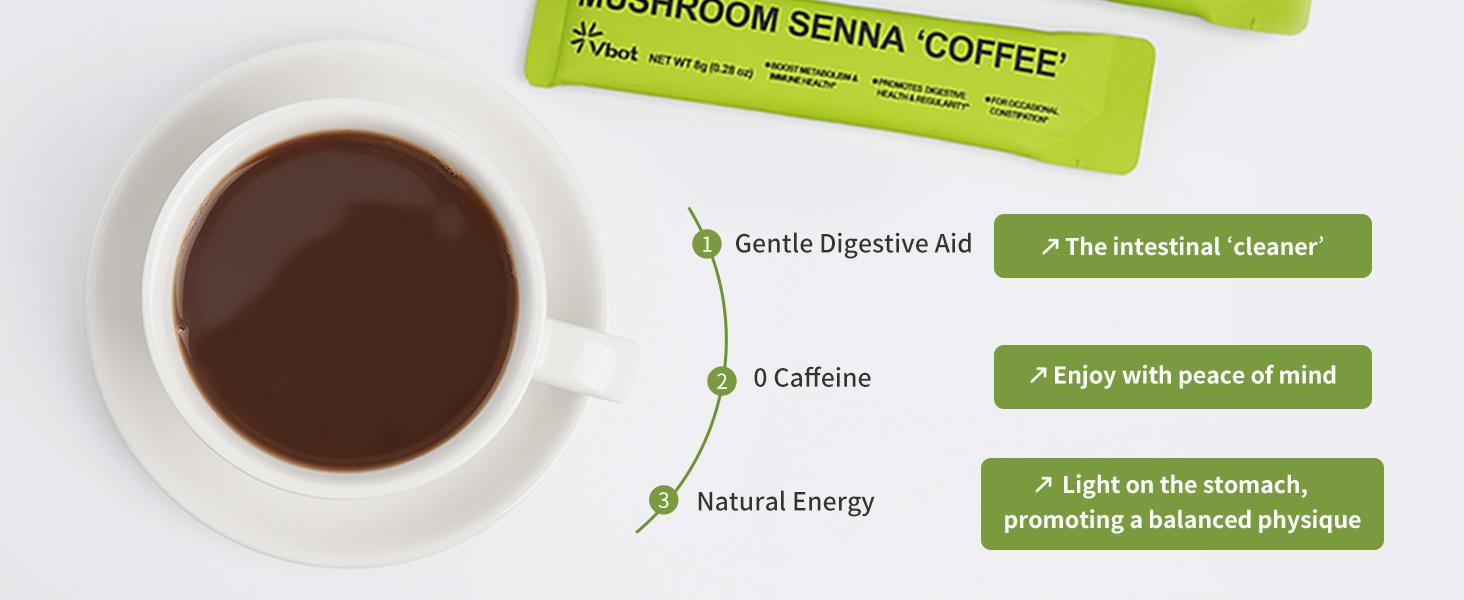 VBOT-Super Organic Mushroom Coffee-Cleansing|Purifying|Detoxifying-Pure Herbal Extracts + Mushrooms- Perfect Formulation- Enhances Immunity|Promotes Healthy Bowel Movements and Intestinal Health-Safe and Effective-Herbal Supplements Beverage Powder