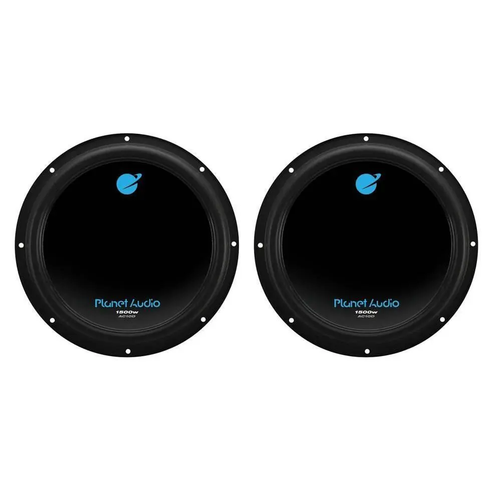 Planet Audio AC10D 10" 1500 Watt 4 Ohm Dual Voice Coil Car Audio Subwoofer, Pair
