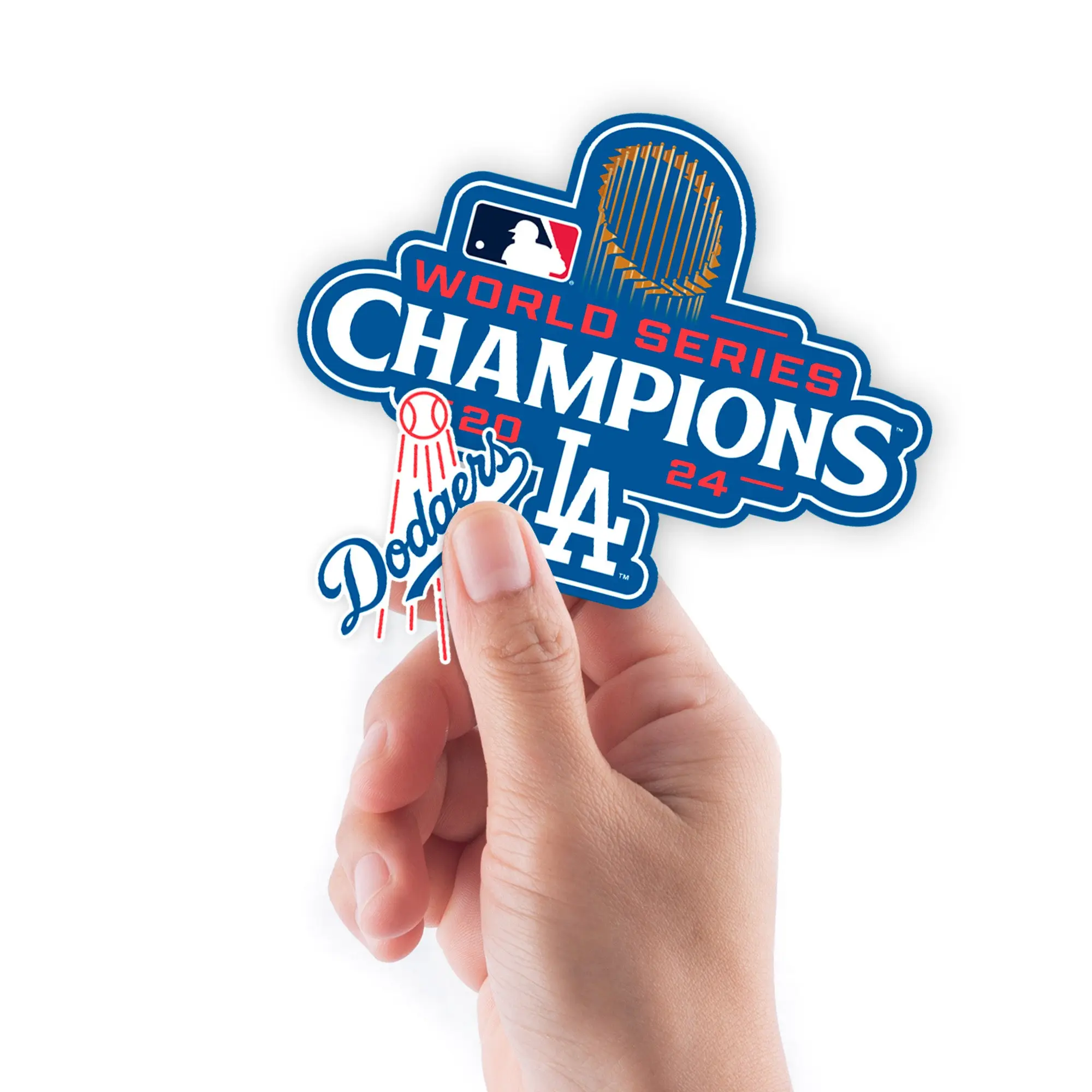 Officially Licensed MLB Los Angeles Dodgers 2024 World Series Champions Logo Mini Removable Adhesive Decal, Indoor Use Decorative Sticker for Home Decor