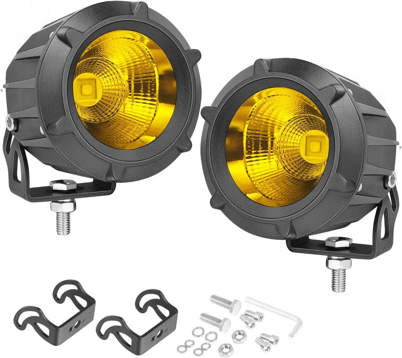 3.5" Amber Round LED Fog Lights 50W Combo Offroad Driving Lights | Round Amber LED Pods Ditch Lights 2pcs for Trucks Pickup Motorcycle SUV UTV ATV Ram Toyota Bronco