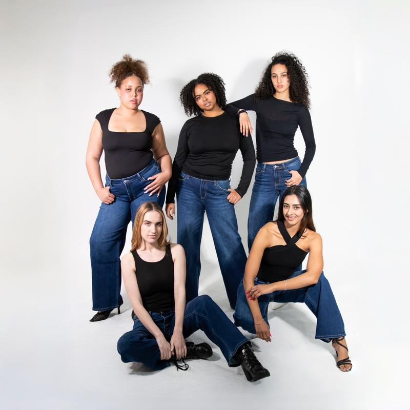 Magic ONESO Mid-low Rise Baggy Jeans Stretchy Wide Leg for Women Distressed Pants Womenswear Bottom 8001 Lady Basic Minimalist Comfortable Denim Tummy Control Curve Hugging Plus Size Regular Size BBL