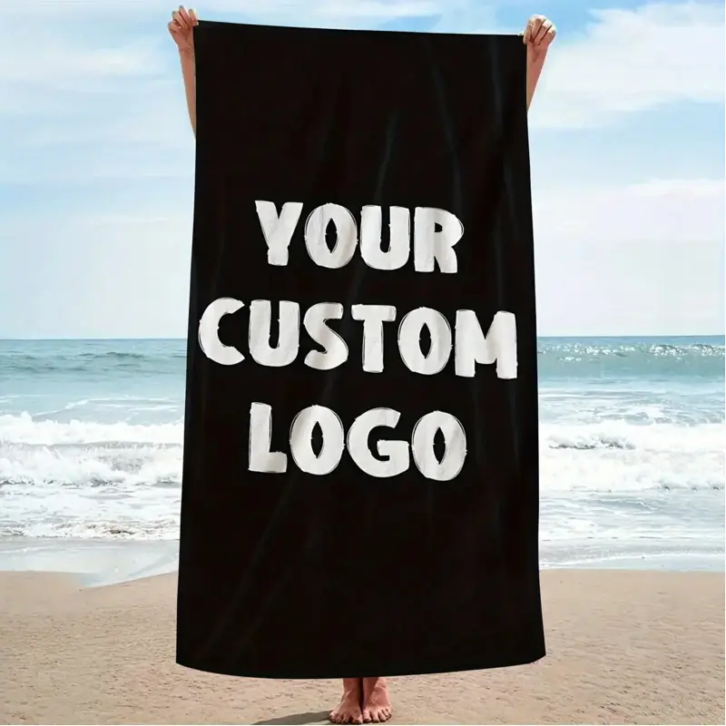 Modern Personalized Black-White Checkerboard Cotton-Microfiber Towel Set - Custom Photo & Text, Breathable, High-Absorbency, Large, Sand-Free, Quick-Dry, Ideal for Beach & Pool Use, Travel Gift (Bath, Hand Towels Included), Geometric, Specialized Scenario