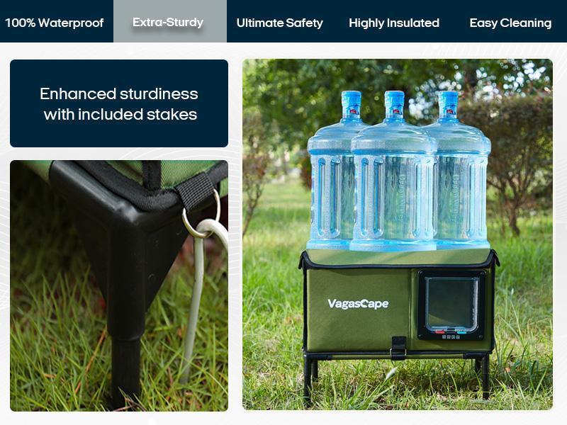 【Limited】Vagascape Heated Outdoor Cat House, Heated Bowl, Thermostat & Overheat Protection with Auto Shutoff, Warms in ~3s & Energy-Saving – Waterproof, Insulated & Elevated, 12mm Fiberglass Frame, Escape Door & Window, UL-Tested Heating Core 【Limited】Vagascape Heated Outdoor Cat House, Heated Bowl, Thermostat & Overheat Protection with Auto Shutoff, Warms in ~3s & Energy-Saving – Waterproof, Insulated & Elevated, 12mm Fiberglass Frame, Escape Door & Window, UL-Tested Heating Core