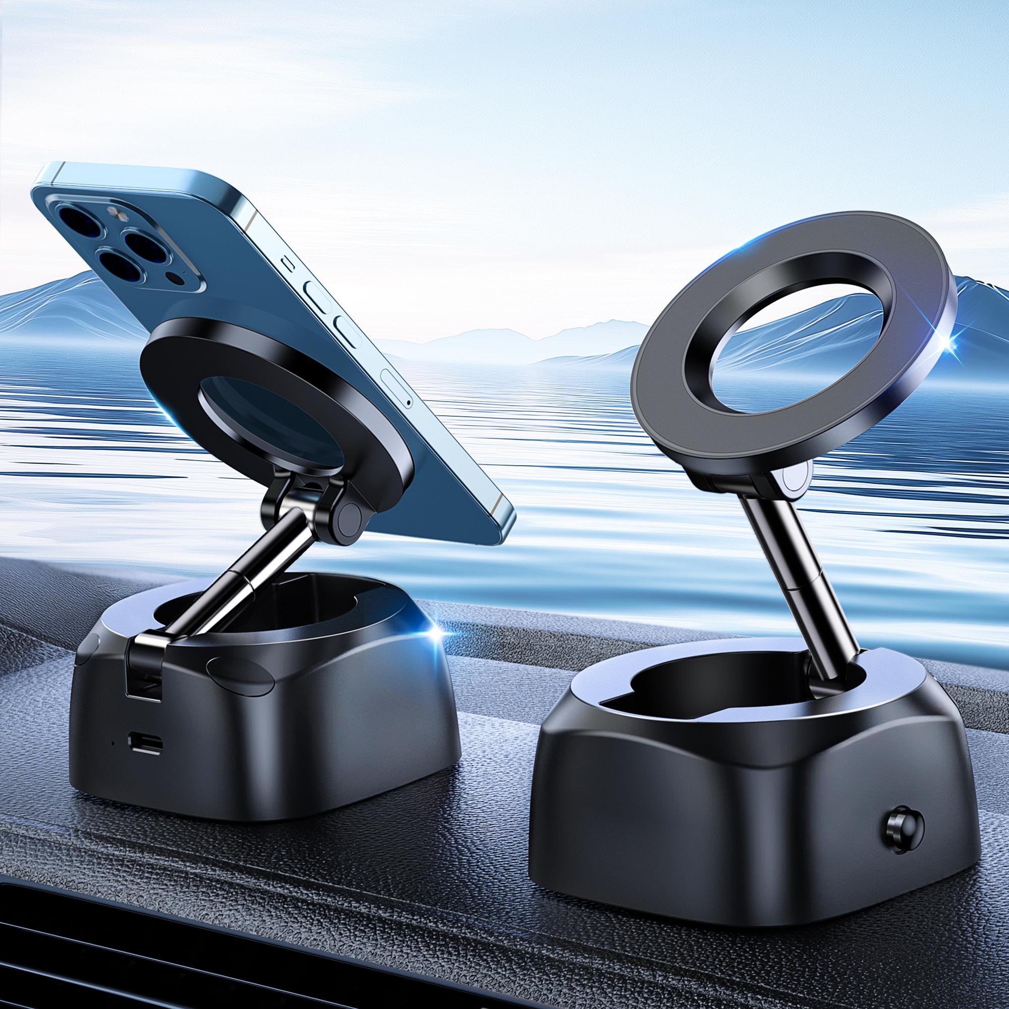 Black Magnetic Phone Holder with Suction Cup, 360° Rotatable Design, Stable & Strong Adsorption, Compatible with 4-7 Inch Smartphones, Ideal for Car & Home Use Black Magnetic Phone Holder with Suction Cup, 360° Rotatable Design, Stable & Strong Adsorption, Compatible with 4-7 Inch Smartphones, Ideal for Car & Home Use