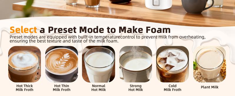 Milk Frother, 6-in-1 Electric Milk Steamer, 8.5oz/250ml Automatic Warm and Cold Foam Maker and Milk Warmer for Latte, Cappuccinos, Macchiato, From the Makers of Instant 400W, Black