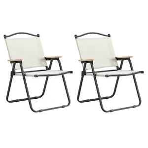 2-Pack Folding Outdoor Chairs, Portable Camping Chairs for Beach, Picnic, Backyard, Patio & BBQ, Lightweight Indoor Outdoor Chairs, Beige