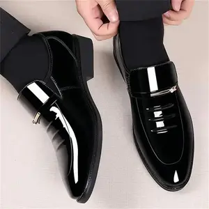 2026 NEWMens Dress Shoes Formal Business Oxford High Gloss Patent Leather Slip On Loafers Comfortable Shoe For Men Flat CasualGift