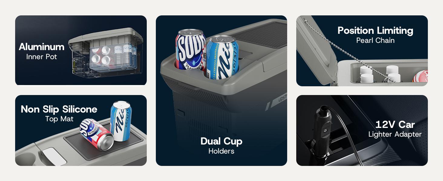 Upstreman car fridges 12QT Portable Electric Cooler & Warmer with 12V Car Adapter for Camping Travel Boat Dual Cooling/Heating Compact mini fridges with Shoulder Strap AR11