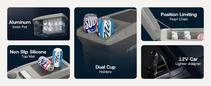 Upstreman car fridges 12QT Portable Electric Cooler & Warmer with 12V Car Adapter for Camping Travel Boat Dual Cooling/Heating Compact mini fridges with Shoulder Strap AR11