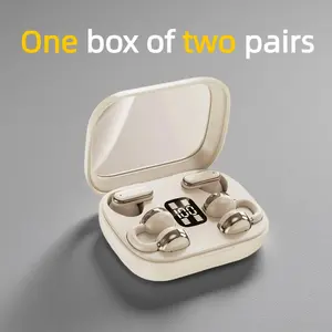 Fluffdrip Q10 2026 Wireless Earbuds 2 Pairs Clip-On Sleep TWS Couples Fashion Mini Headset Music Gaming Clip-on Sleep earbuds HD Calling  for Android iPhone Sports Earpieces tiny size invisible earbuds 2-in-1 wireless Bluetooth twins