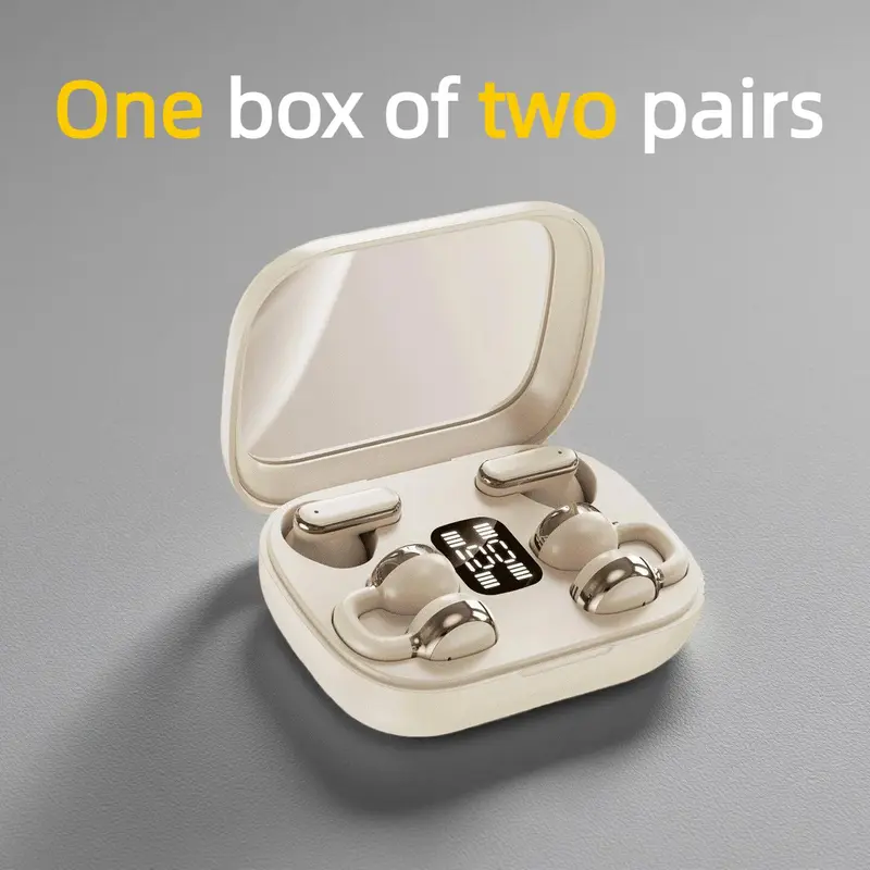 Fluffdrip Q10 2026 Wireless Earbuds 2 Pairs Clip-On Sleep TWS Couples Fashion Mini Headset Music Gaming Deep BassClip-on Sleep earbuds Stereo HD Calling  for Android iPhone Sports Earpieces tiny size invisible earbuds 2-in-1 wireless bluetooth twins
