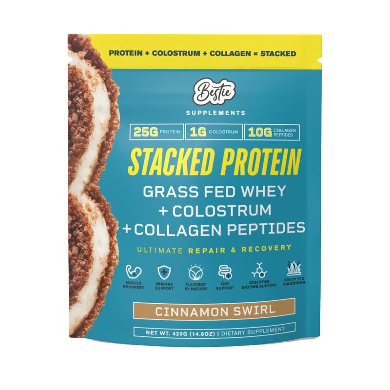 STACKED Grass Fed Whey + Colostrum + Collagen Cinnamon Swirl