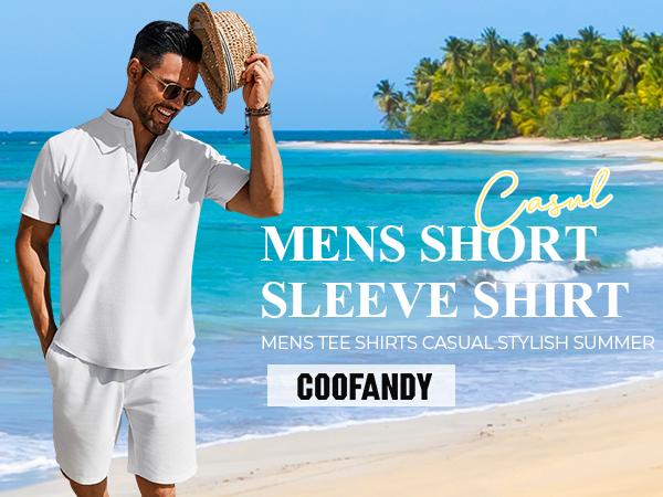 COOFANDY Men's Henley Shirt Short Sleeve Casual T-Shirt Summer Beach Hippie Henley Tee Shirt