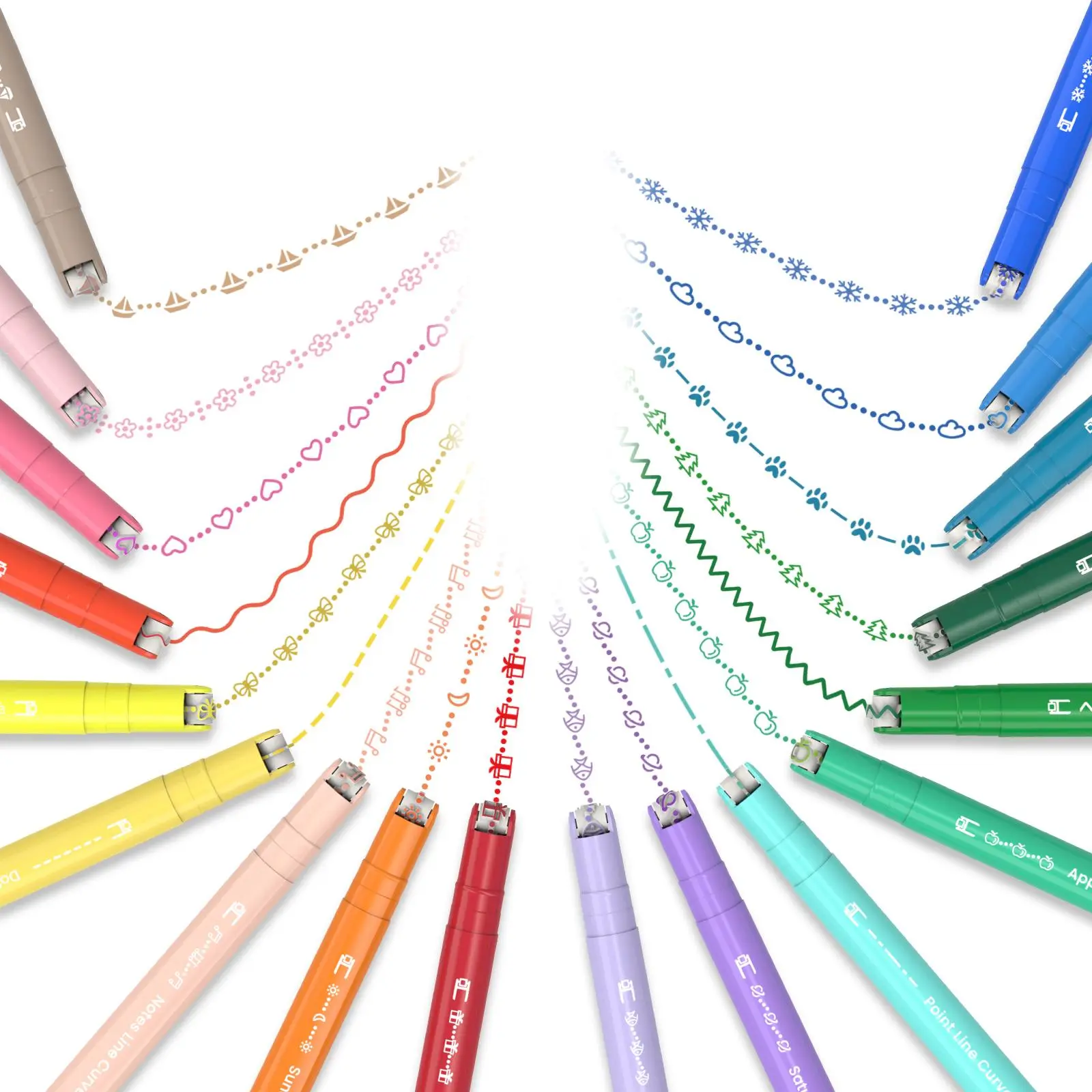 AECHY 8/12/18pcs Curve Highlighter Pen Set, Dual Tip Colored Marker Pens with Multiple Shapes & Colors for Journaling, Planners & School Supplies Coloring Pens