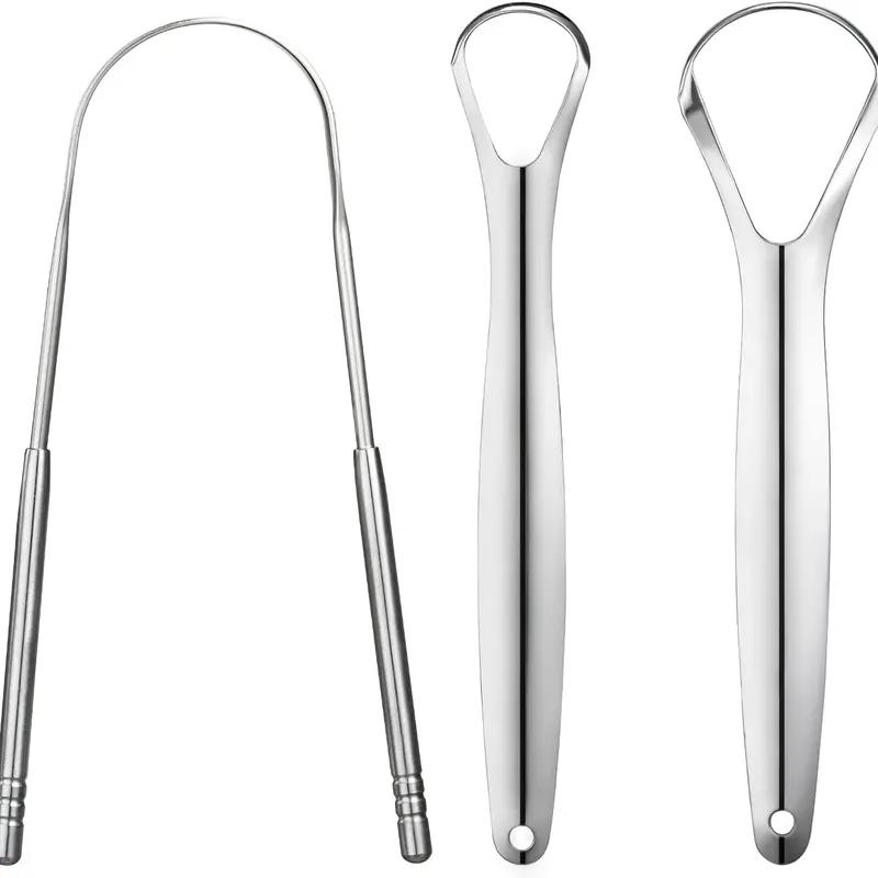 3 PCS Metal Tongue Scraper, Tongue Scrapers for Adults, Stainless Steel Tounge Scrappers, Tounge Scraper, Portable Tongue Scrappers, Oral, Single Item