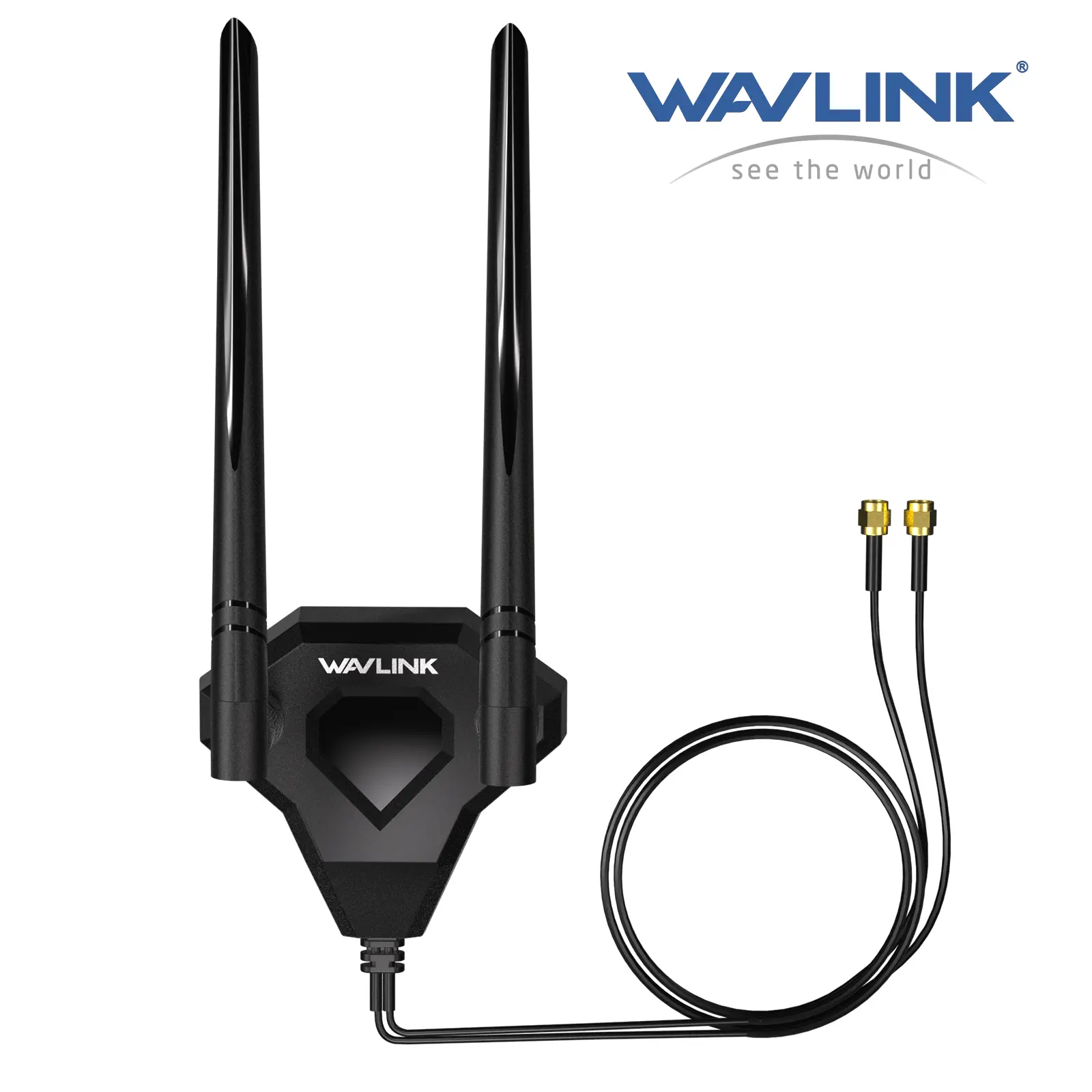 WAVLINK WiFi 6E Tri-band Extension Antenna, 2.4GHz + 5GHz + 6GHz WiFi Antenna with Magnetic Base and SMA-Connector, for PCIe Network Card, WiFi 6/6E Router, Bluetooth 5.3 ---- Vitesse Apex