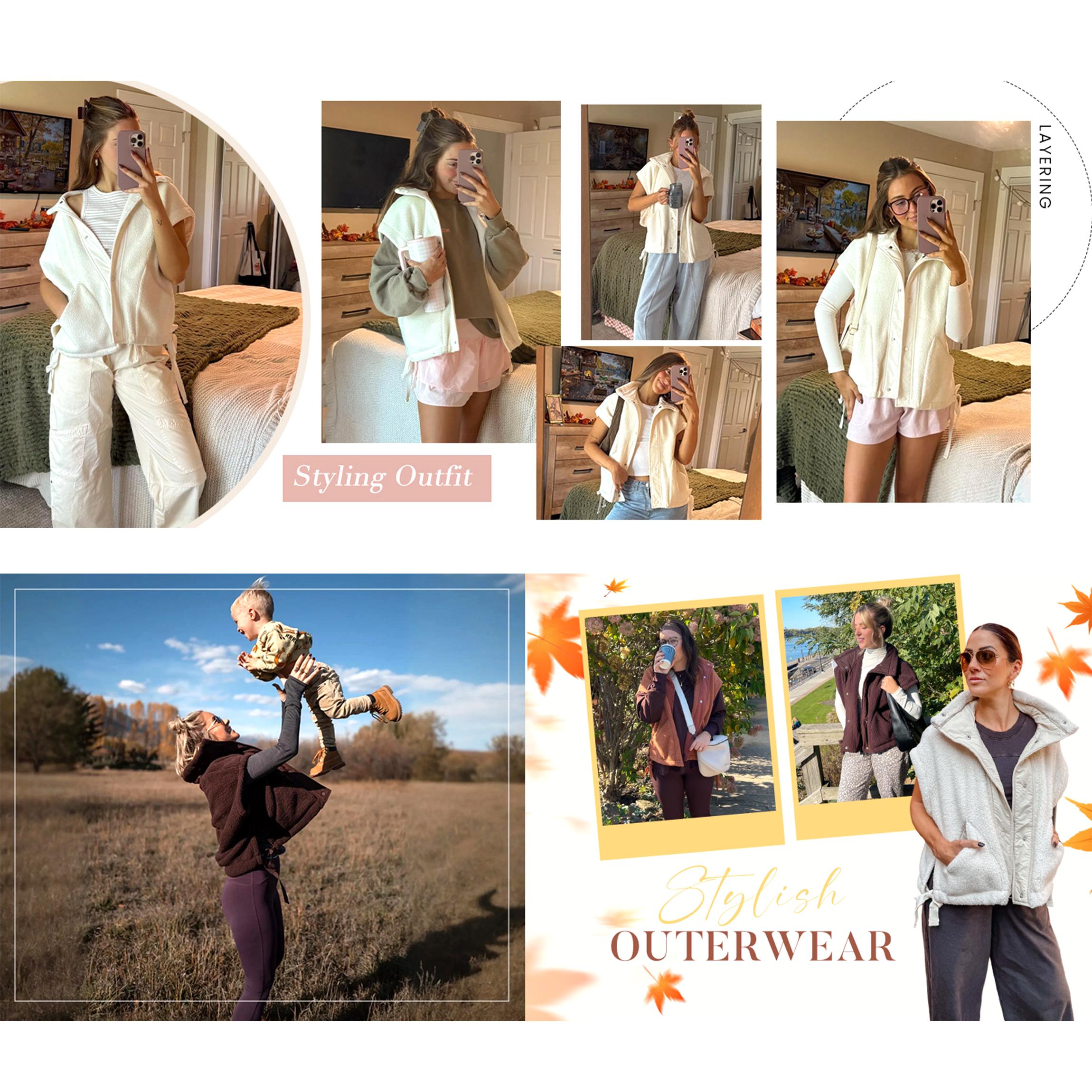 Buenoble Women's Oversized Fleece Vest Cozy Sherpa Sleeveless Jacket with High Neck Side Ties Snap Buttons Fall Winter Casual Outerwear SpringStatements Buenoble Women's Oversized Fleece Vest Cozy Sherpa Sleeveless Jacket with High Neck Side Ties Snap Buttons Fall Winter Casual Outerwear SpringStatements